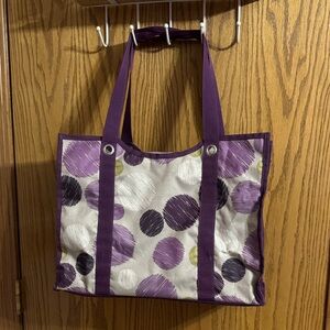 Thirty-One Purple and Gray Polka Dot Tote